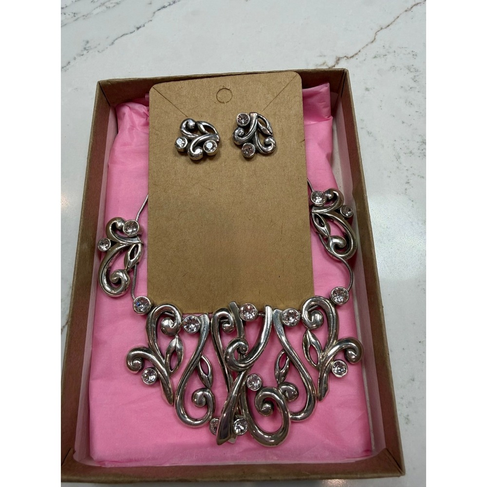 Brighton Concerto Reversible Necklace‎ w/ Matching Earrings Swarovski crystals